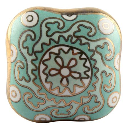 Square Ceramic Cabinet Knob in Sage Green